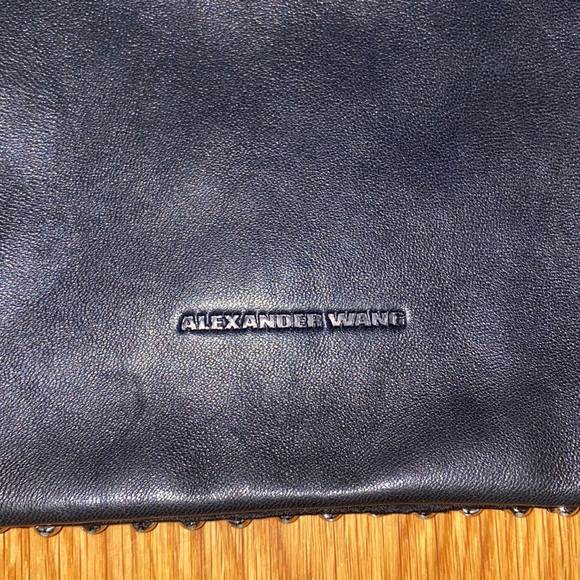 Alexander Wang Runway Ryan Dust W/Flat Silvertone Studs Black Leather Clutch - Picture 11 of 12